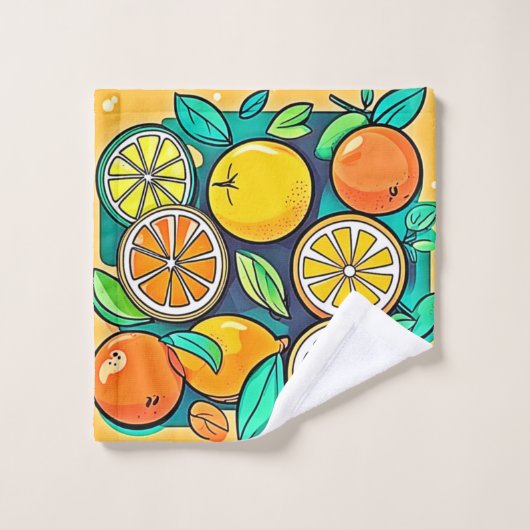 Citrus Fruit Art Design Bad Handdoek (Wasdoekje)