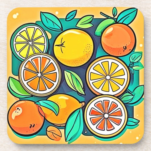 Citrus Fruit Art Design Bier Onderzetter (Voorkant)