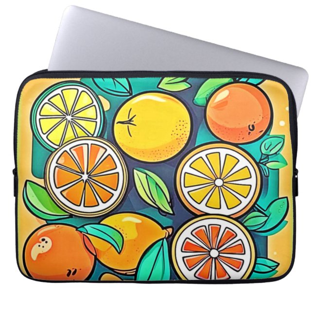 Citrus Fruit Art Design Laptop Sleeve (Voorkant)