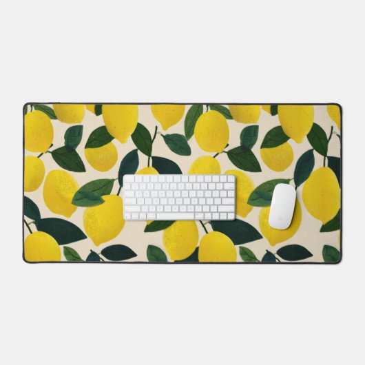 Citrus Fruit Art Summer Lemons Pattern Cheerful Bureaumat (Keyboard & Muis)