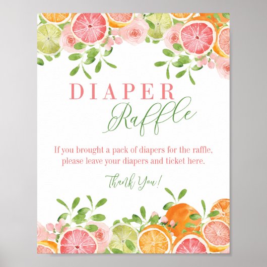 Citrus Fruit & Bloemen Luier Raffle Tafelteken Poster (Voorkant)