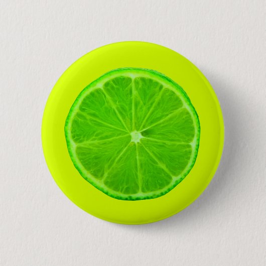Citrus Fruit, Bright Green Slice of Lime Ronde Button 5,7 Cm (Voorkant)