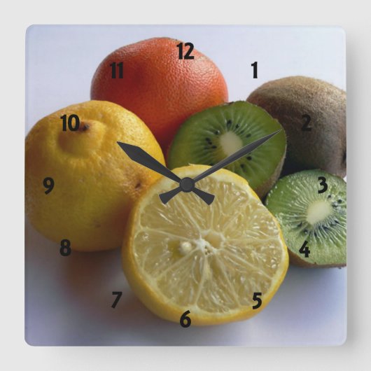 Citrus Fruit Clock Vierkante Klok (Voorkant)