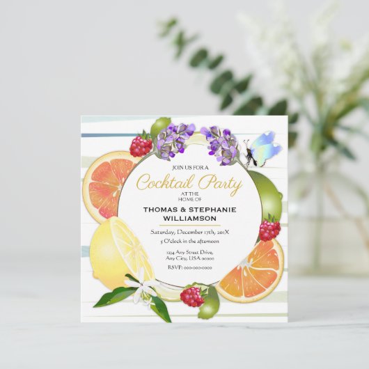 Citrus Fruit Cocktail Kaart (Staand voorkant)