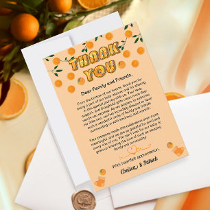 Citrus Fruit Cutie Sinaasappel Perzik Baby shower  Bedankkaart
