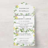 Citrus Fruit Exotic Garden Yellow Lemon Weddenscha All In One Uitnodiging (Binnen)