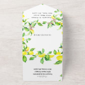 Citrus Fruit Exotic Garden Yellow Lemon Wedding All In One Uitnodiging (Buitenkant)