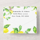 Citrus Fruit Exotic Garden Yellow Lemon Wedding All In One Uitnodiging (Achterkant)