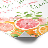Citrus Fruit & Flowers Baby shower Favors Sign Poster (Hoek)