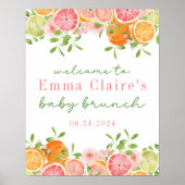 Citrus Fruit & Flowers Baby shower Welkomstbord Poster (Voorkant)