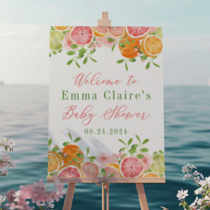 Citrus Fruit & Flowers Baby shower Welkomstbord Poster