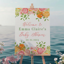 Citrus Fruit & Flowers Baby shower Welkomstbord Poster