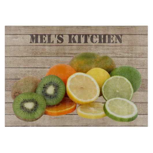 Citrus Fruit Graphic on Wood effect background Snijplank (Voorkant)