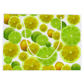 Citrus Fruit, Lemon en Limoen gepatterd Large Cadeautasje (Achterkant)