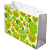 Citrus Fruit, Lemon en Limoen gepatterd Large Cadeautasje (Achterkant Gekanteld)