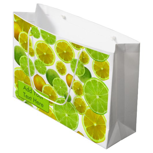 Citrus Fruit, Lemon en Limoen gepatterd Large Cadeautasje