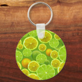 Citrus Fruit, Lemon en Limoen gepatterd Sleutelhanger (Voorkant)