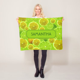 Citrus Fruit, Lemon & Limoen Pattern - Gepersonali Fleece Deken