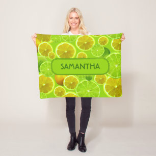 Citrus Fruit, Lemon & Limoen Pattern - Gepersonali Fleece Deken