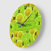 Citrus Fruit, Lemon & Limoen Pattern - Gepersonali Grote Klok (Hoek)