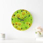 Citrus Fruit, Lemon & Limoen Pattern - Gepersonali Grote Klok (Huis)