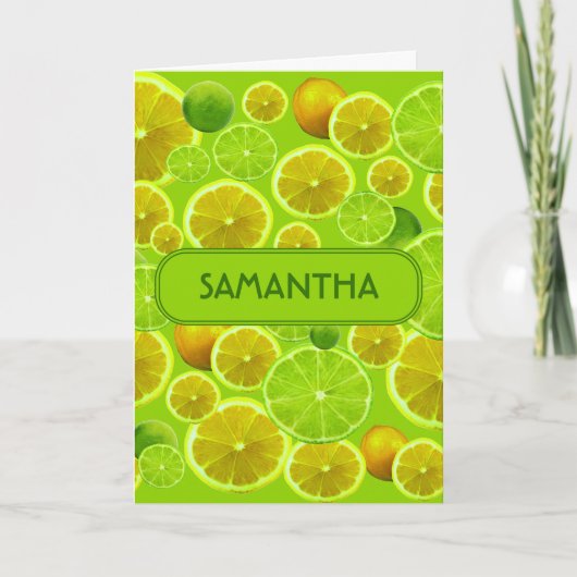 Citrus Fruit, Lemon & Limoen Pattern - Gepersonali Kaart (Voorkant)