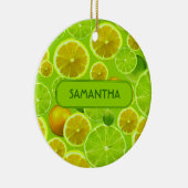 Citrus Fruit, Lemon & Limoen Pattern - Gepersonali Keramisch Ornament (Rechts)