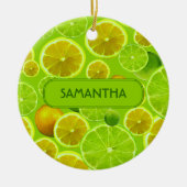 Citrus Fruit, Lemon & Limoen Pattern - Gepersonali Keramisch Ornament (Voorkant)