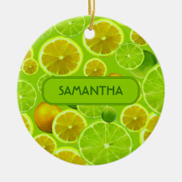 Citrus Fruit, Lemon & Limoen Pattern - Gepersonali Keramisch Ornament