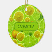 Citrus Fruit, Lemon & Limoen Pattern - Gepersonali Keramisch Ornament (Links)
