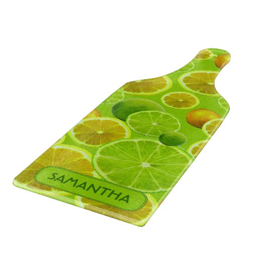 Citrus Fruit, Lemon & Limoen Pattern - Gepersonali Snijplank (Hoek)