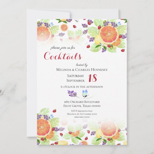 Citrus Fruit Mix Cocktailparty Kaart (Voorkant)