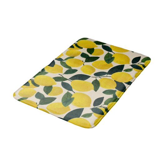 Citrus Fruit Pattern Summer Lemons Mediterranean Badmat (Gekanteld)