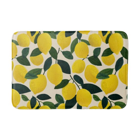 Citrus Fruit Pattern Summer Lemons Mediterranean Badmat (Voorkant)