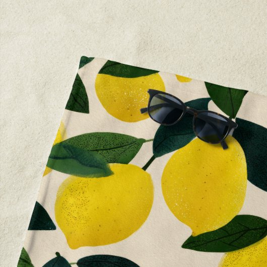 Citrus Fruit Pattern Summer Lemons Mediterranean Strandlaken (In situ)