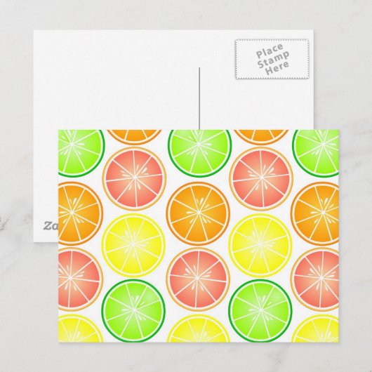 Citrus Fruit Print - Lemon Limoen Oranje Grapefrui Briefkaart (Voorkant / Achterkant)