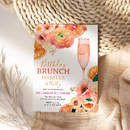 Citrus Fruit Roze Champagne 30e Verjaardag Brunch Kaart