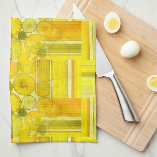 Citrus Fruit Slices Patchwork Woven Pattern Theedoek (Quarter Fold)