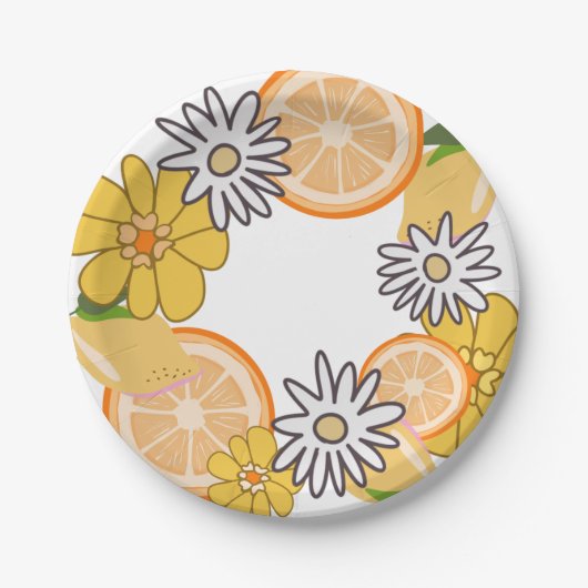 Citrus Fruit Summer Floral Papieren Bordje (Voorkant)