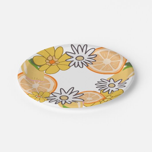 Citrus Fruit Summer Floral Papieren Bordje (Gekanteld)