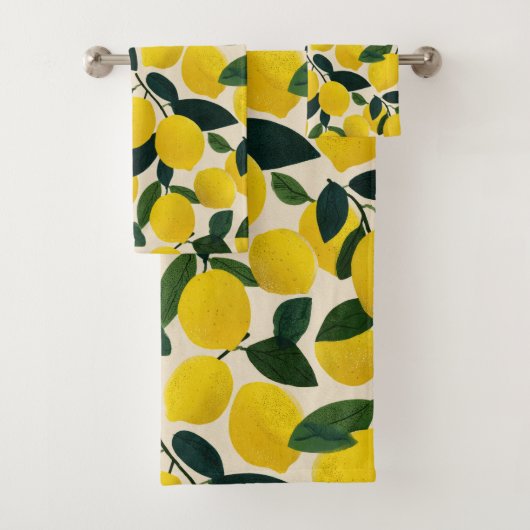 Citrus Fruit Summer Pattern Yellow Lemons Bad Handdoek (Insitu)
