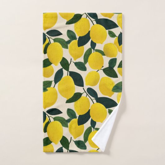 Citrus Fruit Summer Pattern Yellow Lemons Bad Handdoek (Handdoek)