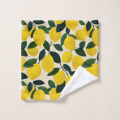 Citrus Fruit Summer Pattern Yellow Lemons Bad Handdoek (Wasdoekje)