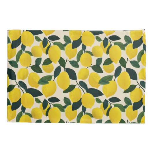 Citrus Fruit Yellow Lemons Pattern Mediterranean  Kussensloop (Achterkant)