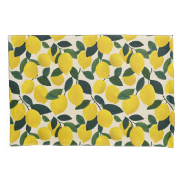 Citrus Fruit Yellow Lemons Pattern Mediterranean  Kussensloop