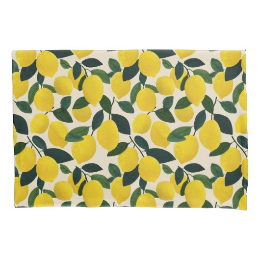 Citrus Fruit Yellow Lemons Pattern Mediterranean  Kussensloop (Voorkant)