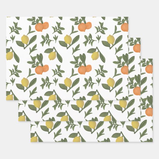 Citrus Fruit Yuzu en Oranje olie Inpakpapier Vel (Set)