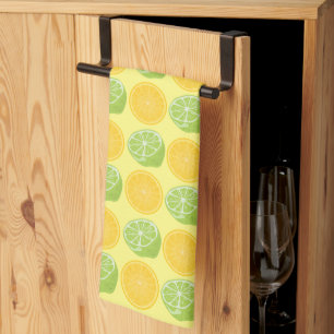 Citrus Fruitlimieten en citroenpatroongeel Theedoek