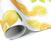 Citrus Fruits Art Sinaasappels and Lemons Patten Cadeaupapier (Rol Hoek)