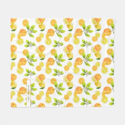 Citrus Fruits Art Sinaasappels and Lemons Patten Fleece Deken (Voorkant (Horizontaal))